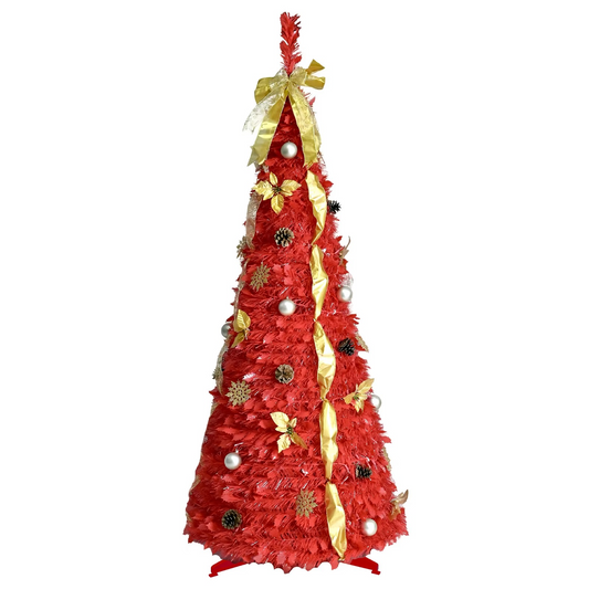 Easy Setup 6FT Pre Lit Christmas Tree with Decorations - Hehif