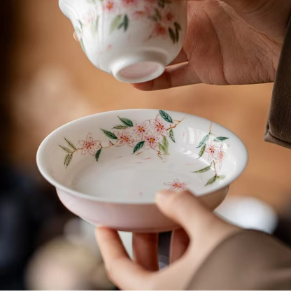 Colorful Floral Ceramic Tea Tray and Coaster Set