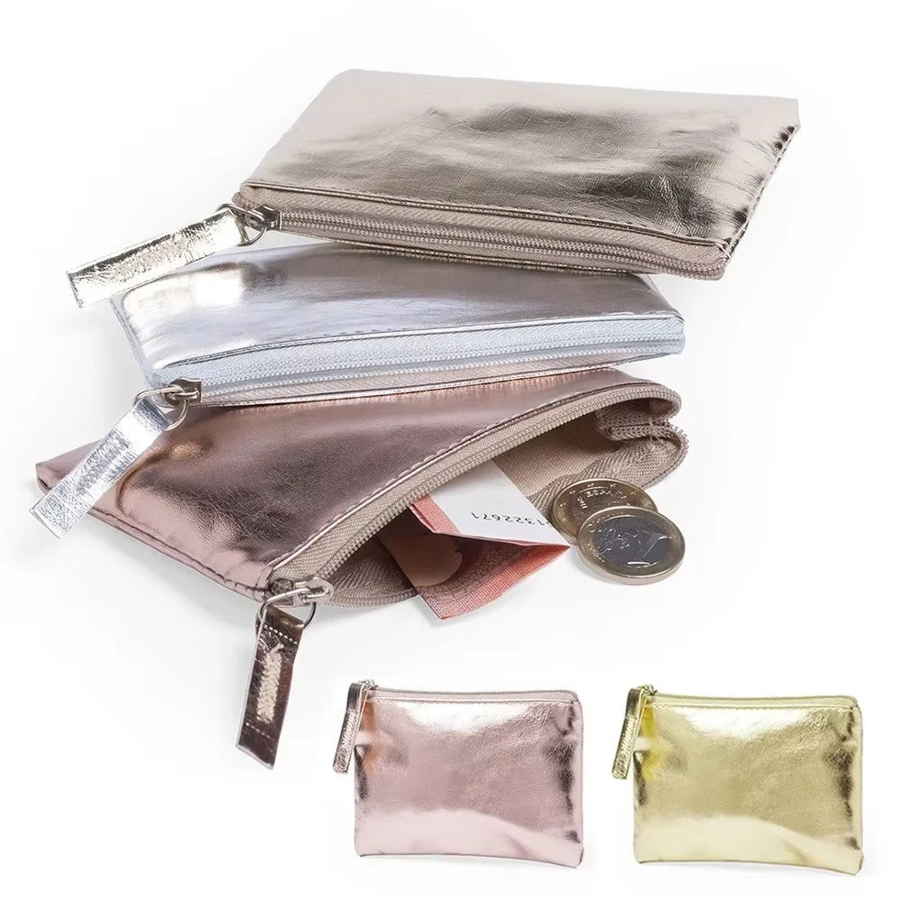 Slim Leather Wallet with Keychain and Waterproof Coin Pocket