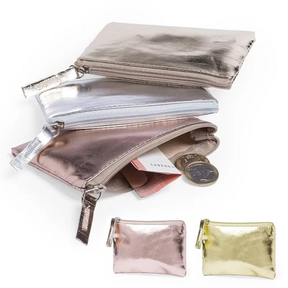 Slim Leather Wallet with Keychain and Waterproof Coin Pocket