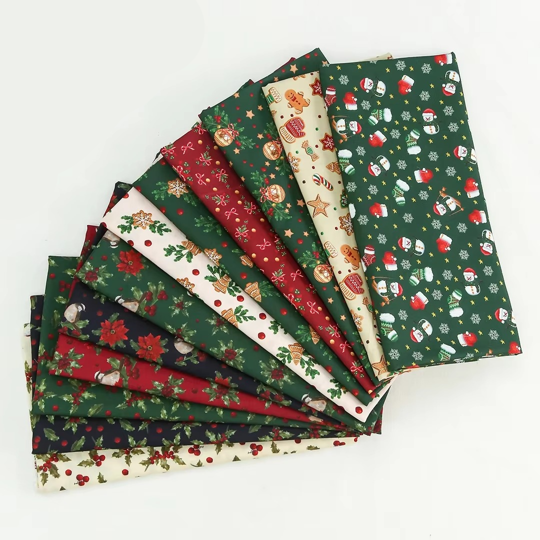 Festive Winter Bird Printed Quilting Fabric - Hehif