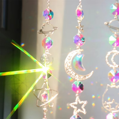 Celestial Star Moon Glass Wind Chime Pendant Decoration