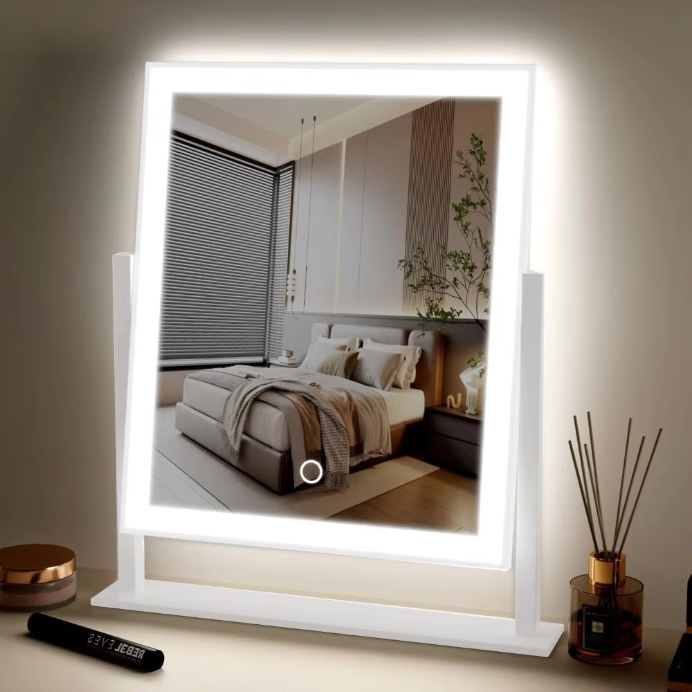 Large LED Vanity Mirror with Touch Screen Display - Hehif
