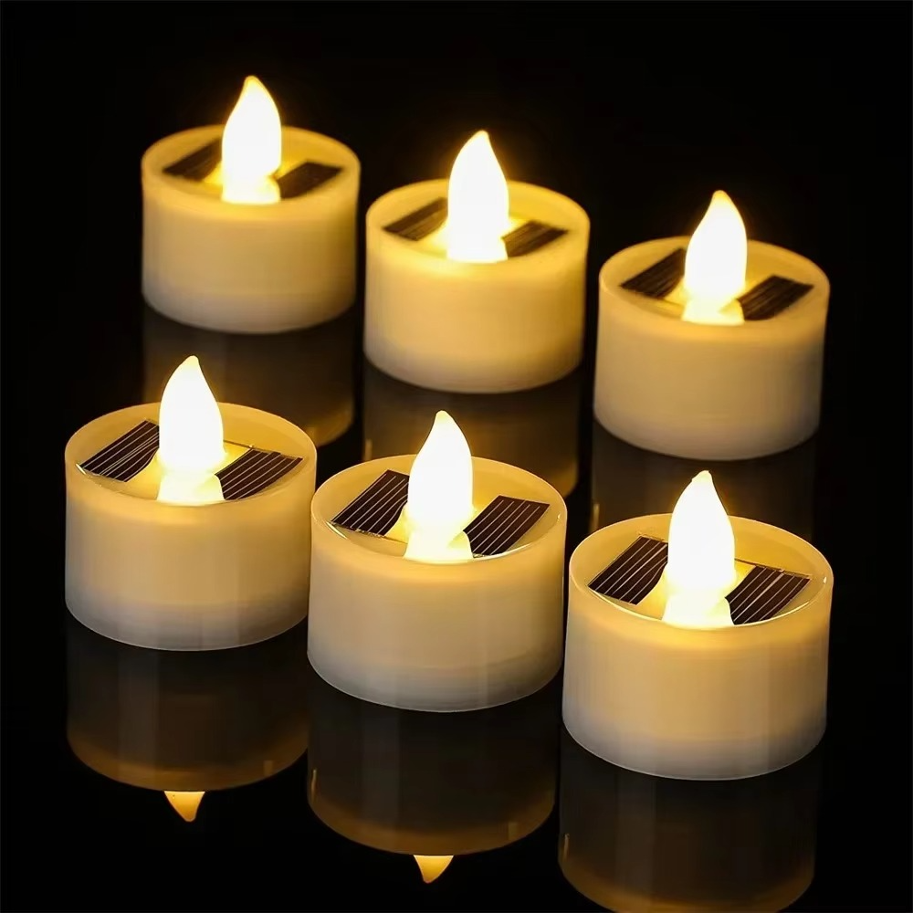 Outdoor Solar LED Candle Lights, Waterproof Rechargeable Decor - Hehif