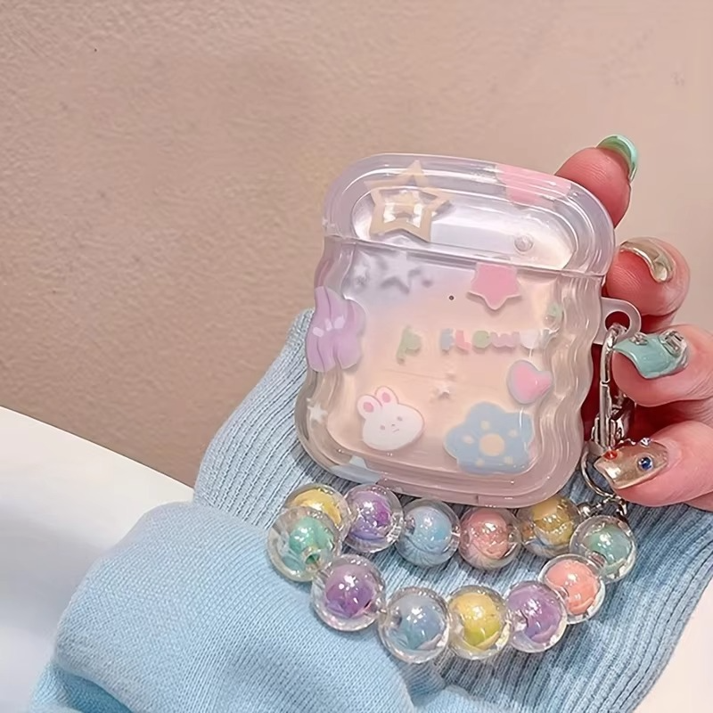 Colorful AirPods Case with Cute Rabbit Charm