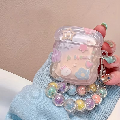Colorful AirPods Case with Cute Rabbit Charm