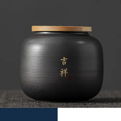 Decorative Tea Storage Jar with Chinese Calligraphy