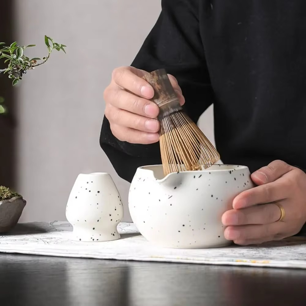 Traditional Japanese Matcha Tea Set with Whisk