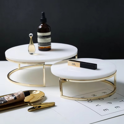 Elegant White Marble Cake Display Server - Hehif