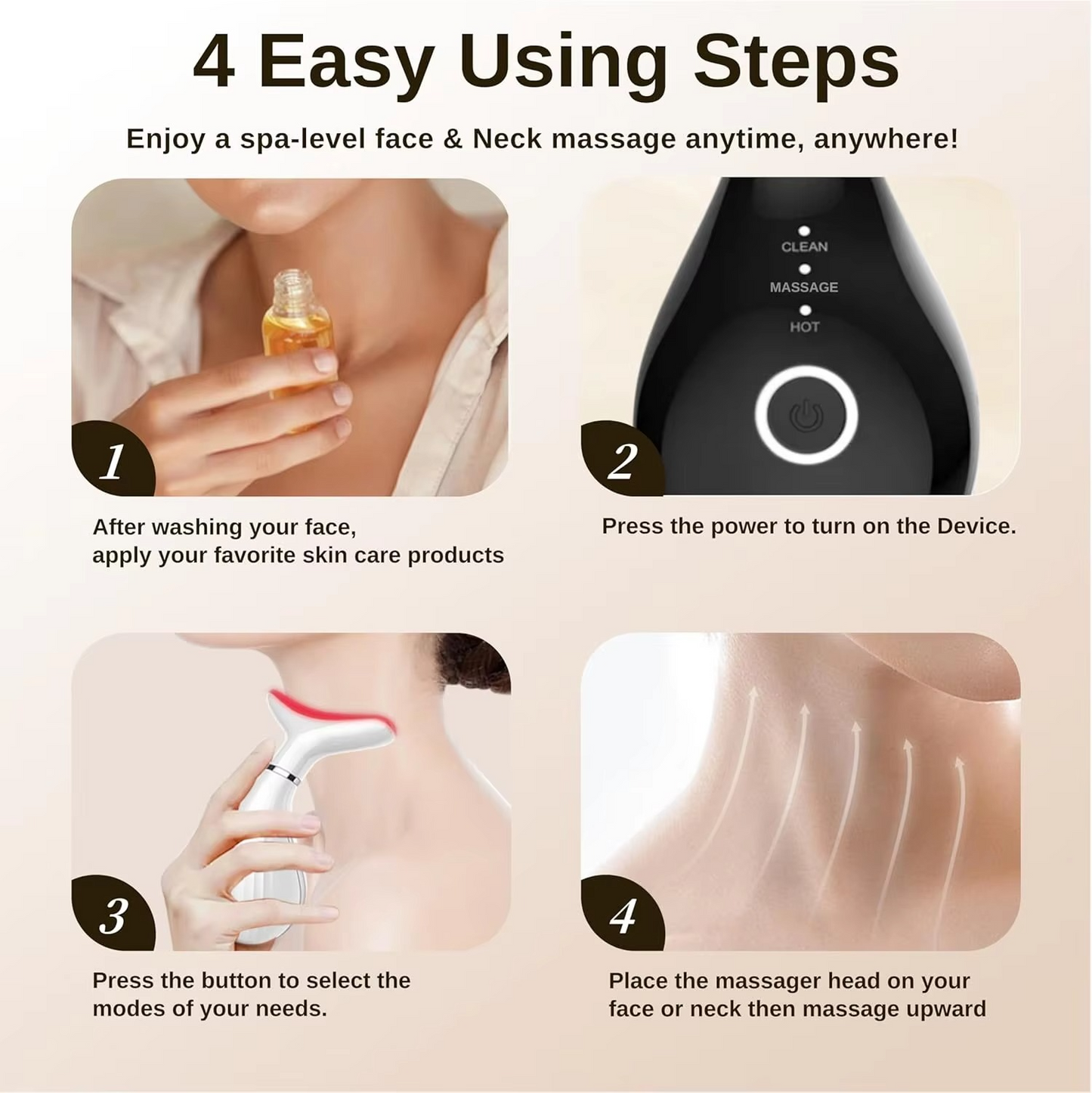 Rejuvenating 3 in 1 LED Face Massager with Red Light