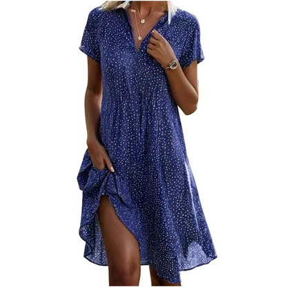 Chic Spot Print Knee Length Dress for Ladies