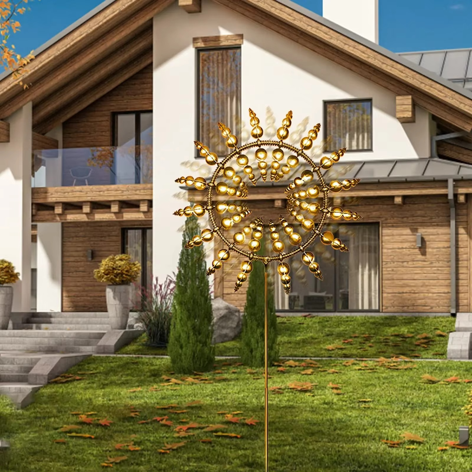 Outdoor Solar Powered Garden Wind Decor Sculpture - Hehif