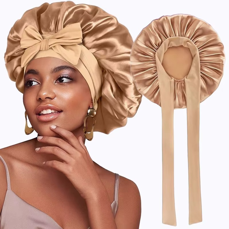 Soft Sleep Cap for Curly Hair Silky Night Bonnet