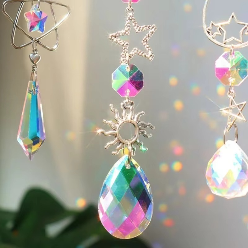 Celestial Star Moon Glass Wind Chime Pendant Decoration