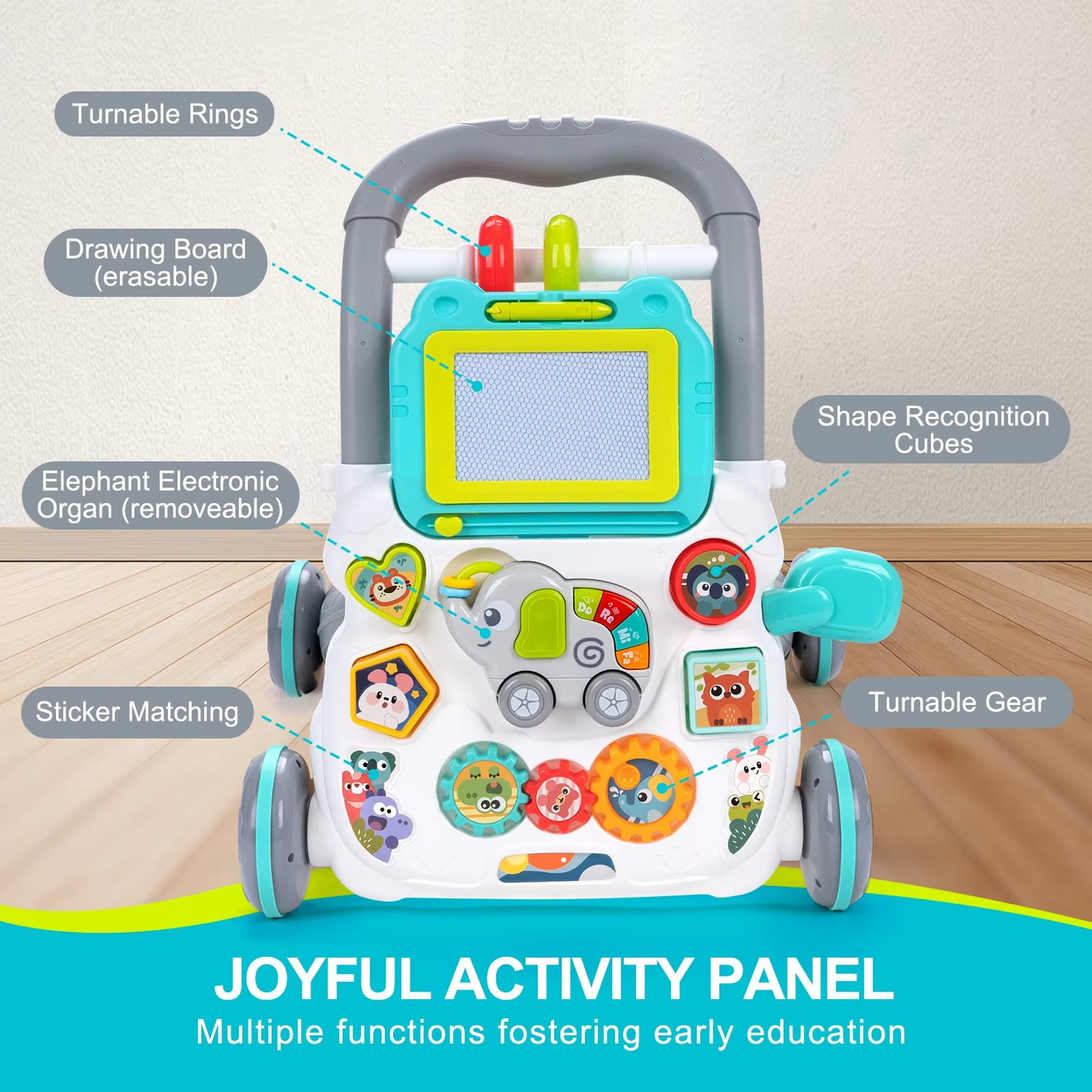 Interactive Baby Walker with Music and Play Table for Toddlers