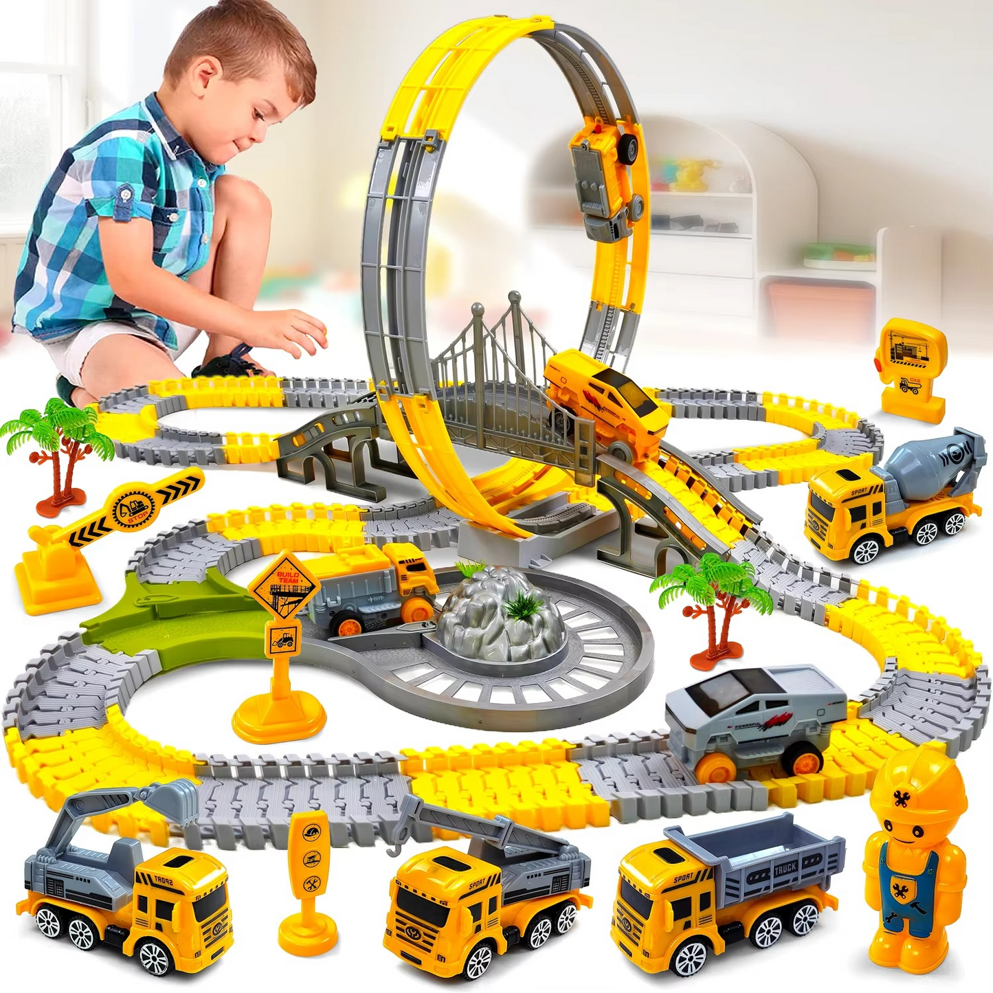 Fun Kids Racing Track Car Playset for Boys - Hehif