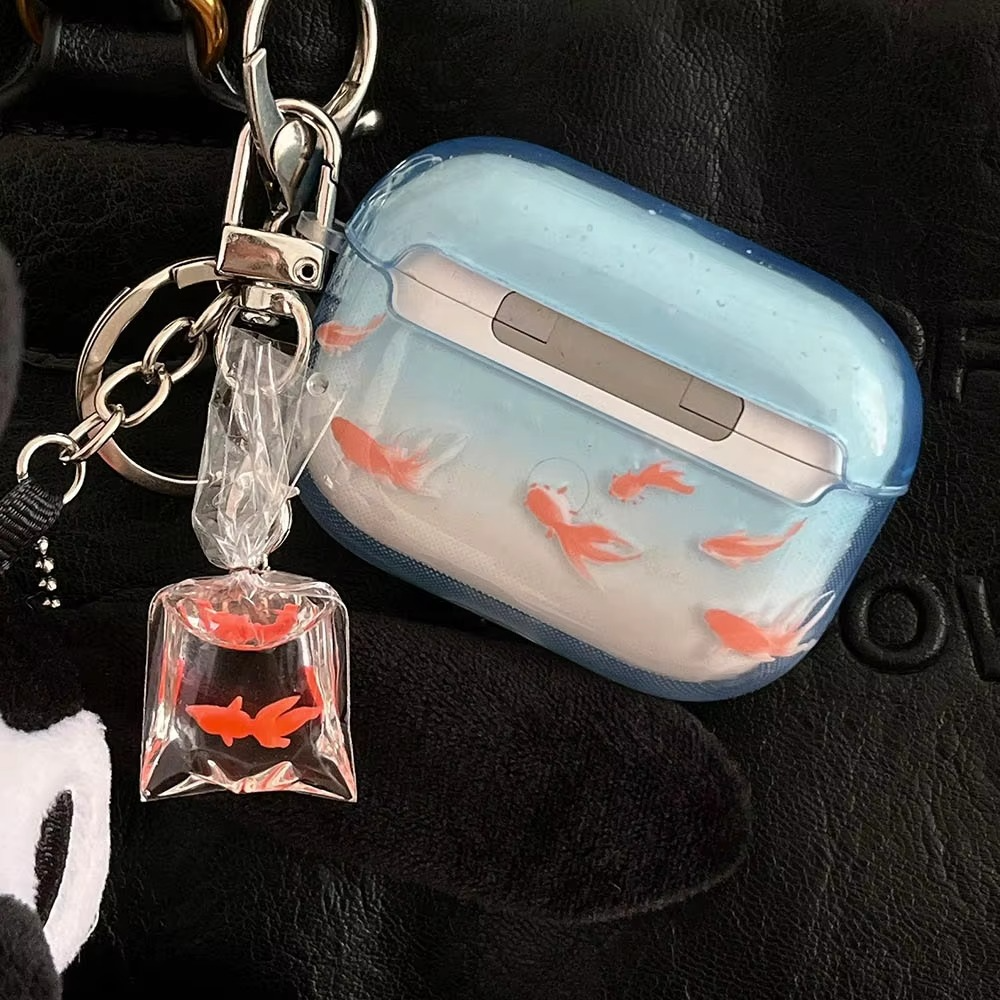 Colorful Ocean Fish AirPods Cover with Keychain