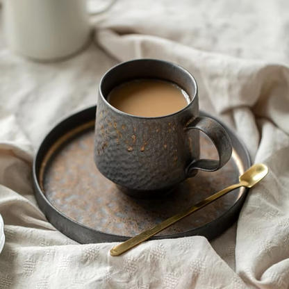 Retro Style Coffee Mug with Earthy Brown Glaze