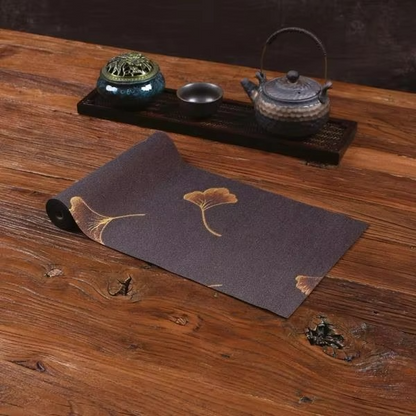 Elegant Waterproof Table Runner Green Leaf Tea Table Mat