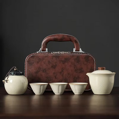 Compact Ceramic Tea Set for Home and Travel