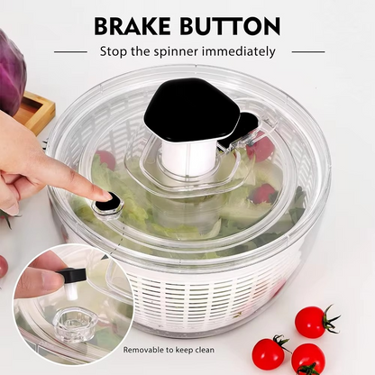 Large Capacity Easy Spin Salad Dryer with One Touch Lid