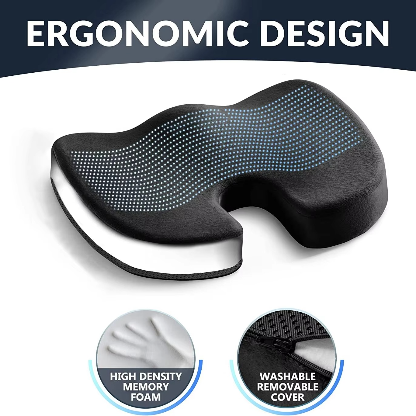 Comfortable Memory Foam Cushion with Grip Bottom