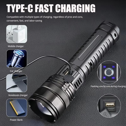 High Power Rechargeable LED Torch 10000 Lumens