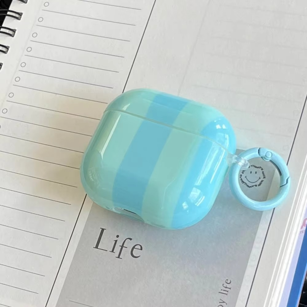Colorful Striped AirPods Cover with Keychain