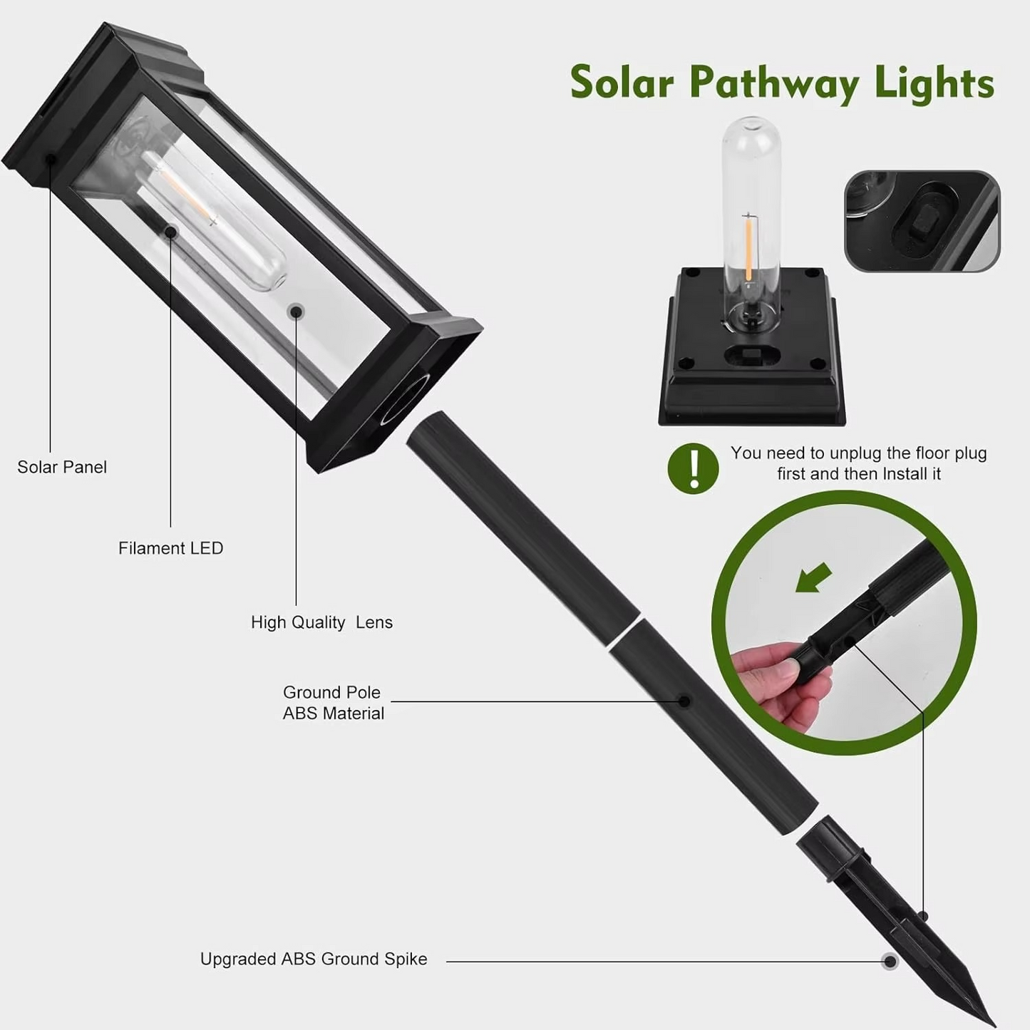 Bright Outdoor Solar Powered Walkway Lights