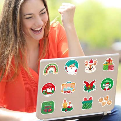 Christmas Decorative Waterproof Stickers 50 Pack