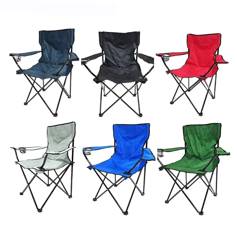 Compact Collapsible Camping Chair with Arms and Drink Holder