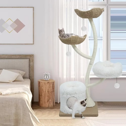Tall Cat Tree with Scratching Posts and Cozy Perches - Hehif