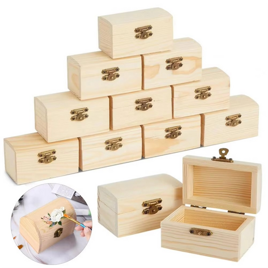 Rustic Wooden Storage Trunk with Lock and Hinged Top - Hehif