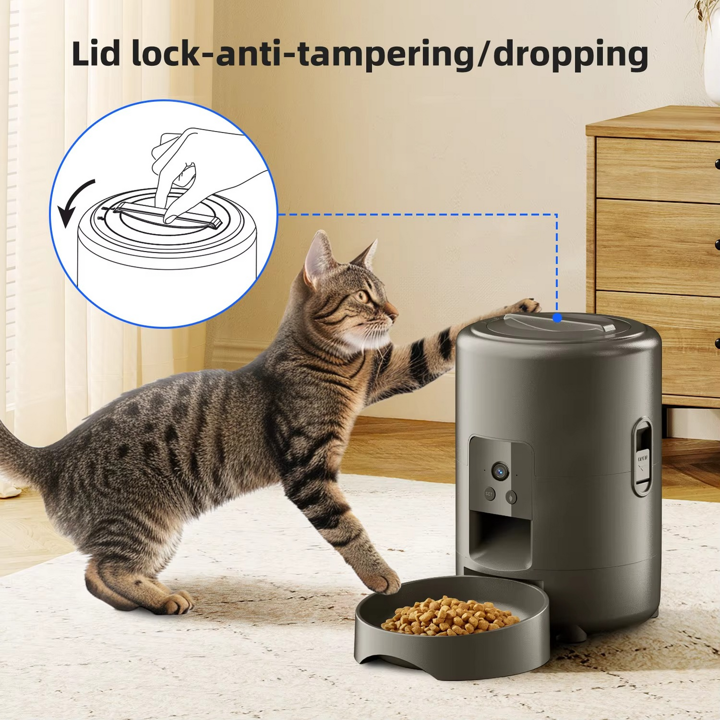 Intelligent 68oz Pet Food Dispenser with WiFi and Camera