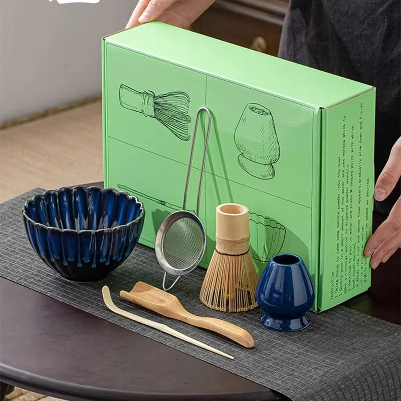 Traditional Green Tea Set with Whisk and Bowl - Hehif