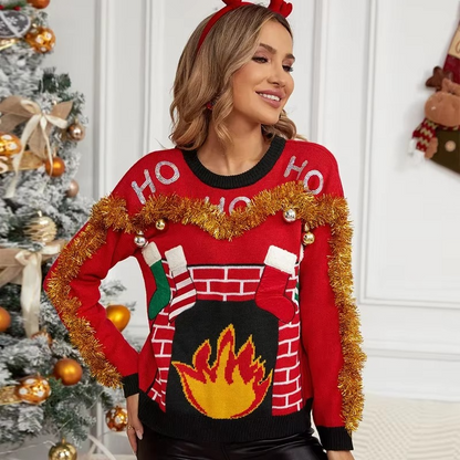 Warm Red Festive Ladies Christmas Sweatshirt