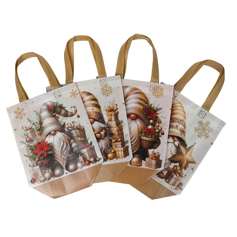 Holiday Reusable Santa Gift Bags with Handles - Hehif