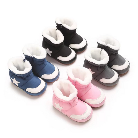 Cute Kids Snow Boots with Hearts, Cozy Ankle Socks - Hehif