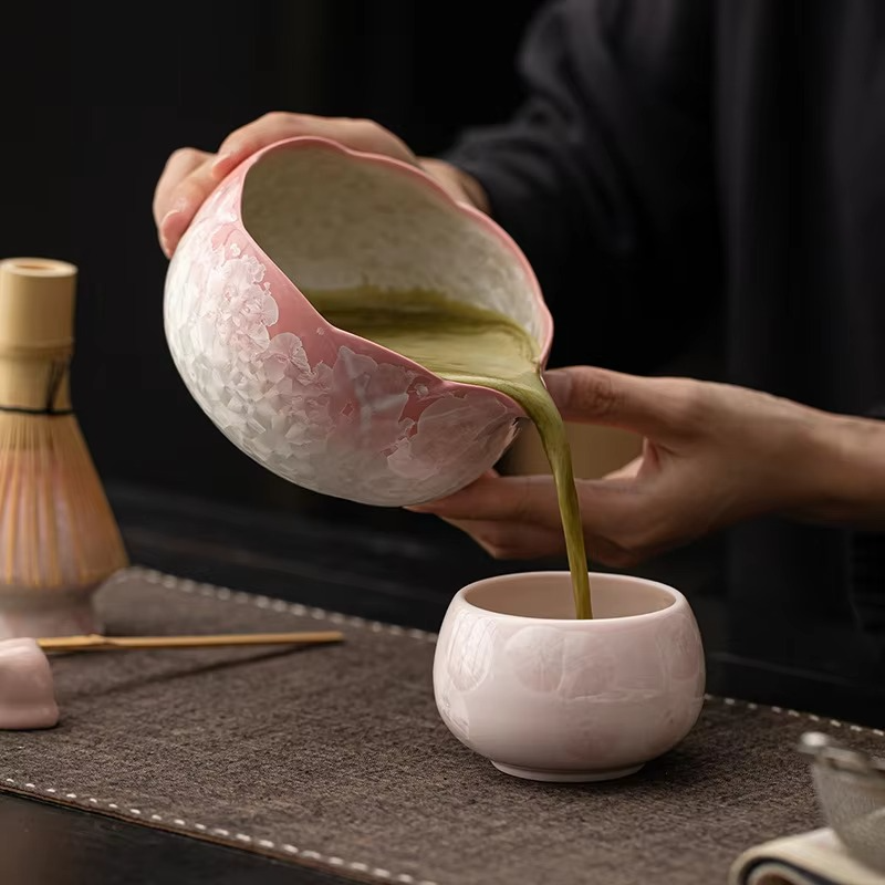 Luxury Matcha Whisk Set with Sparkling Floral Pattern