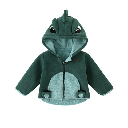 Warm Kids Fleece Hoodie with Fun Dino Print