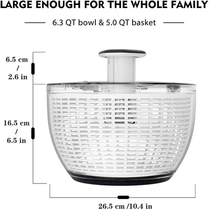 Large Capacity Easy Spin Salad Dryer with One Touch Lid