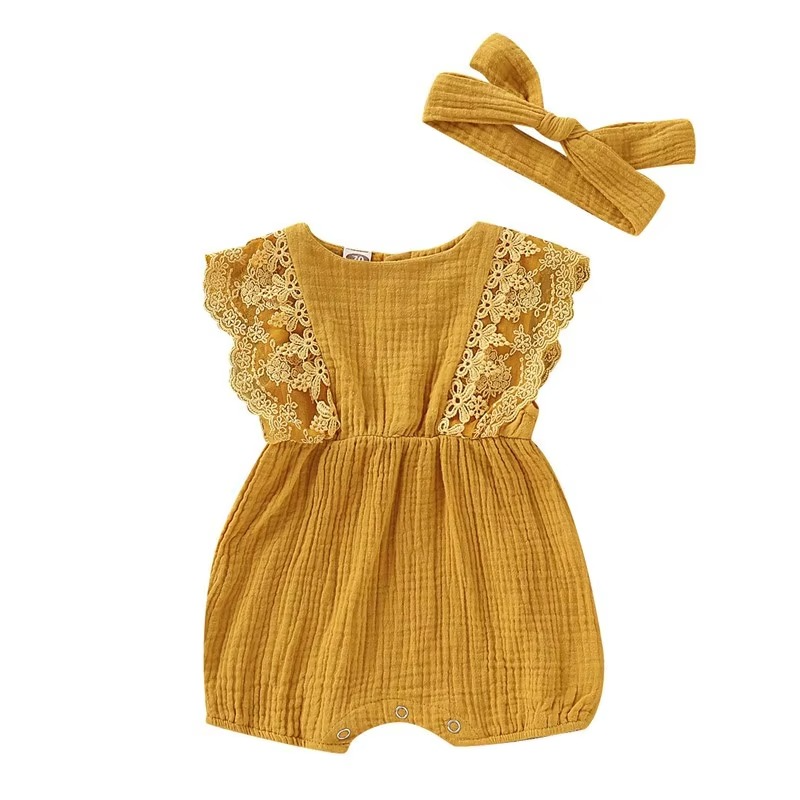 Baby Girl Adorable Romper and Hairband Set