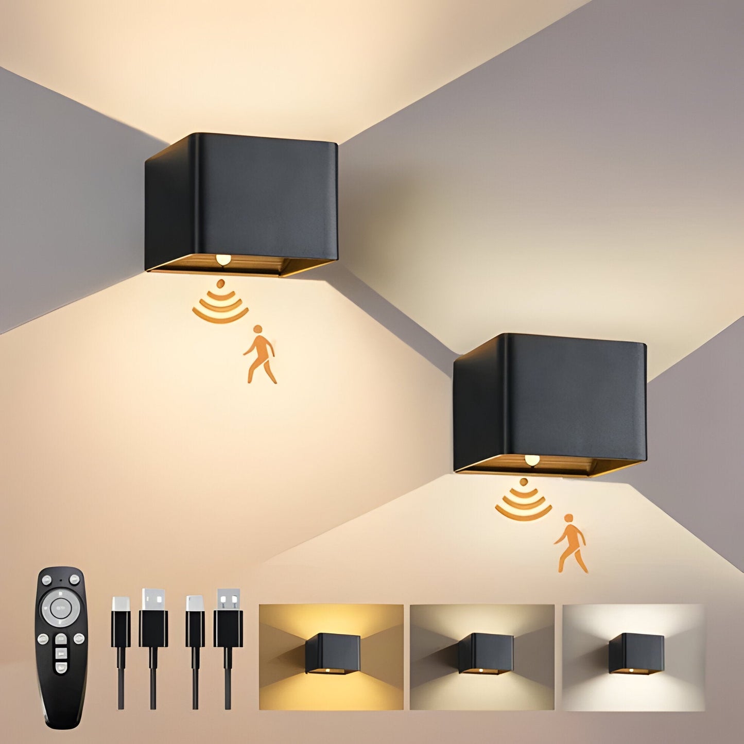 Motion Activated LED Wall Lamp with Rechargeable Battery