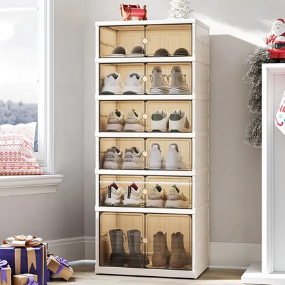 Clear Collapsible Extra Storage Shoe Rack