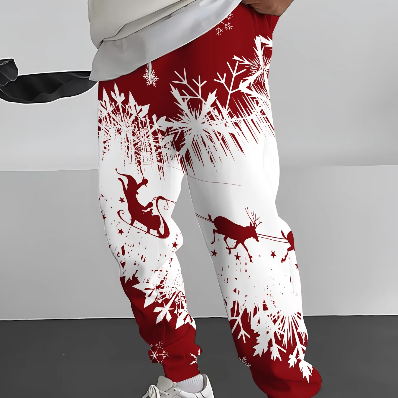 Festive Holiday Red Plaid Christmas Trousers for Men