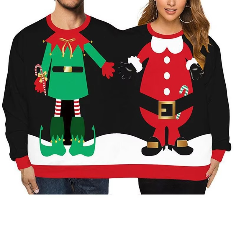 Funny Christmas Twin Sweater for Couples 3D Print - Hehif