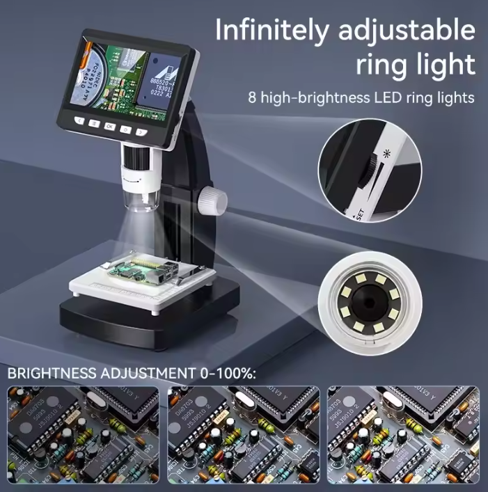High Definition 4.3 LCD Microscope with 8 LED Lights