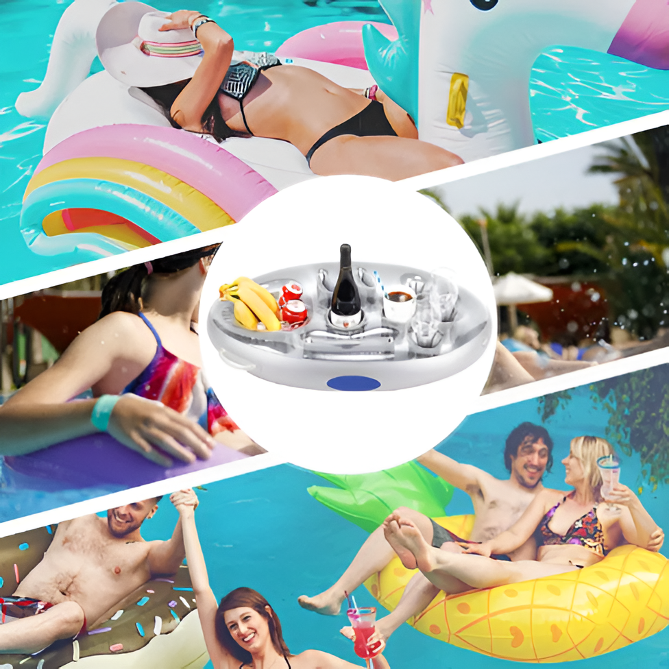 Pool Float Drink Holder With Storage And Snack Tray