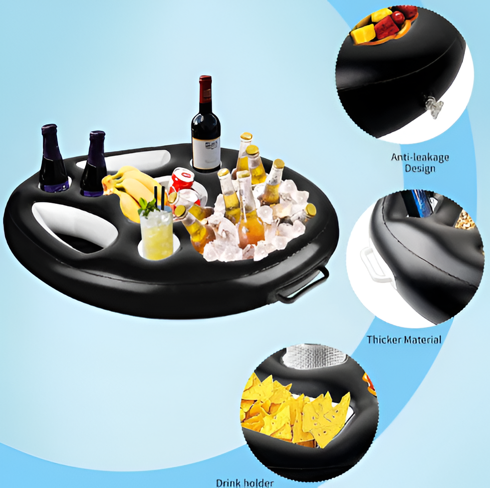 Pool Float Drink Holder With Storage And Snack Tray