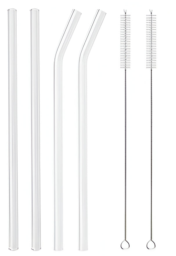 Premium Glass Straw Set - Reusable Eco Friendly Sipping Straws
